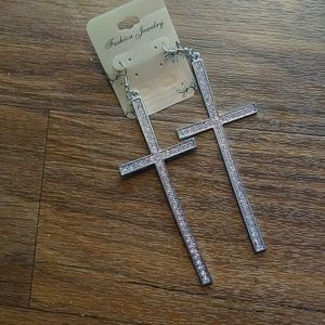 NWT Large cross earrings vintage 4"